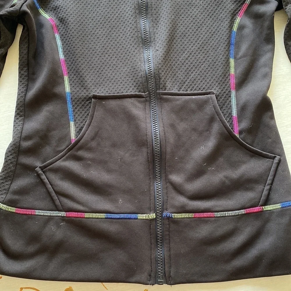 Fila Sport Athletic Track Jacket Full Zip Rainbow Trim Thumb Holes - Picture 3 of 12